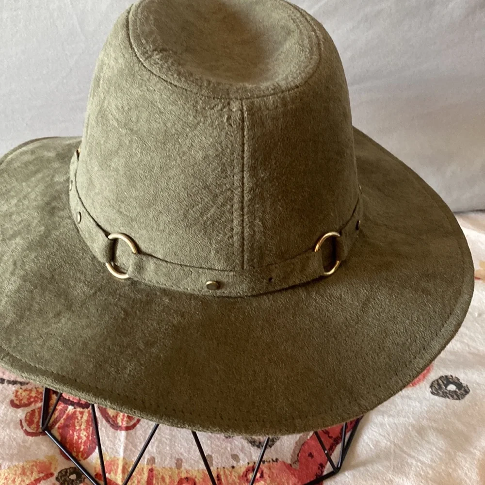 Bohemian Army Green Hat 100% Polyester Gold Hardware